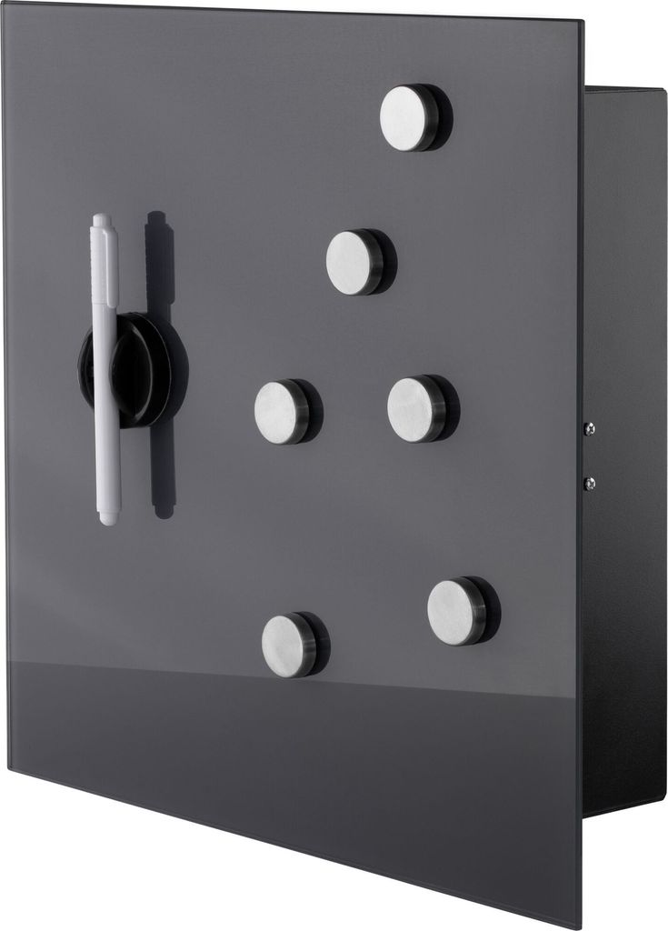DEQOART Schlüsselkasten Schwarz 30x30 Cm | Motiv Vogelzauber Im Blütenmeer | Mit 50 Haken + 2 Magneten | Glasfront, Magnetisch & Beschreibbar