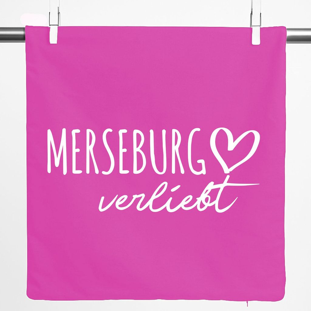 Huuraa Kissenbezug Merseburg verliebt 40x40cm Fuchsia Baumwolle Dekokissenbezug Geschenkidee