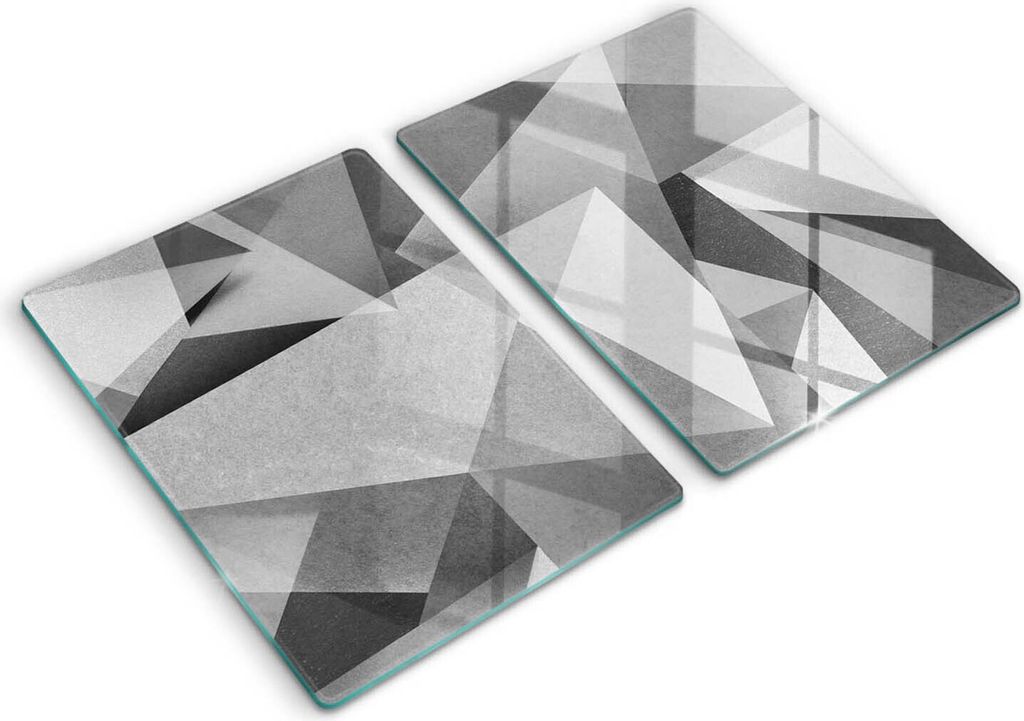 Glasschneideplatte - Herdabdeckplatte - 2x40x52 cm -Schneidebrett - Spritzschutz - Beton scharfe Abstraktion