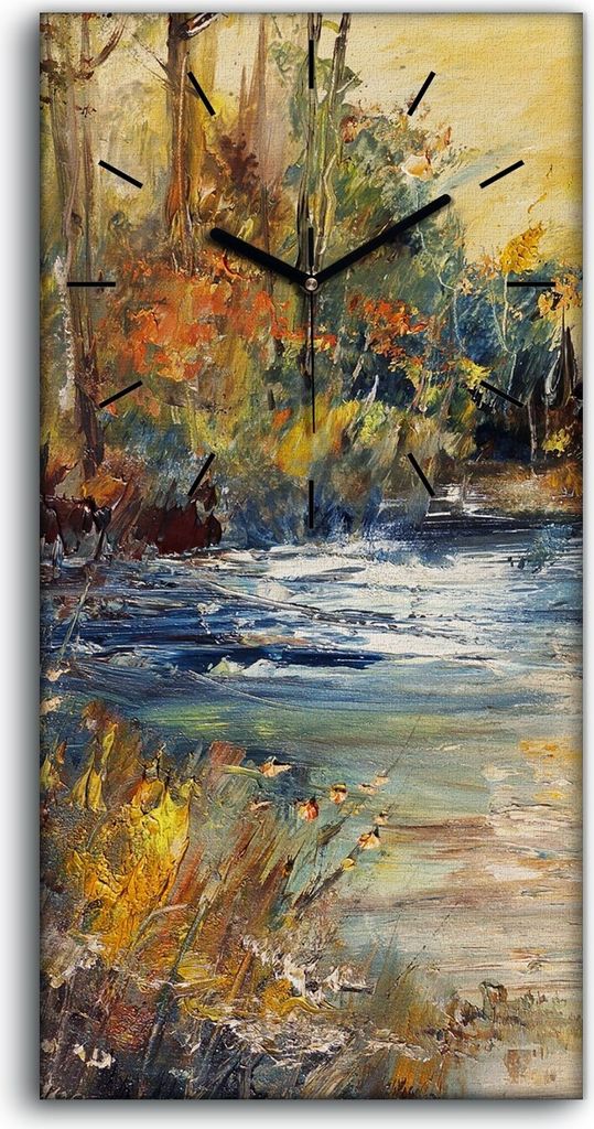 Küche Wohnzimmer Wand Leinwand Uhr 30x60 Malerei Abstrakte See Wald Bäume Kunst - schwarze Hände