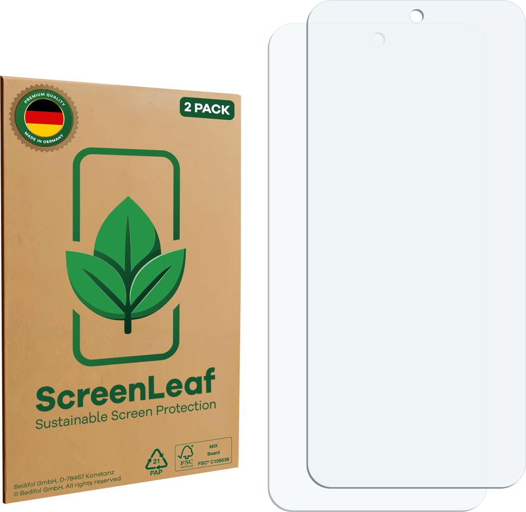 2x ScreenLeaf Schutzfolie für Cubot King Kong Ace 2 nachhaltiger Displayschutz Display Schutz Folie Klar Transparent