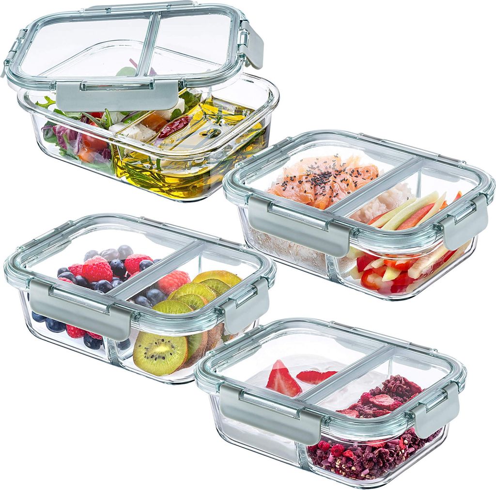Contenitore per snack con 2 scomparti, in acciaio inox, con scomparti e