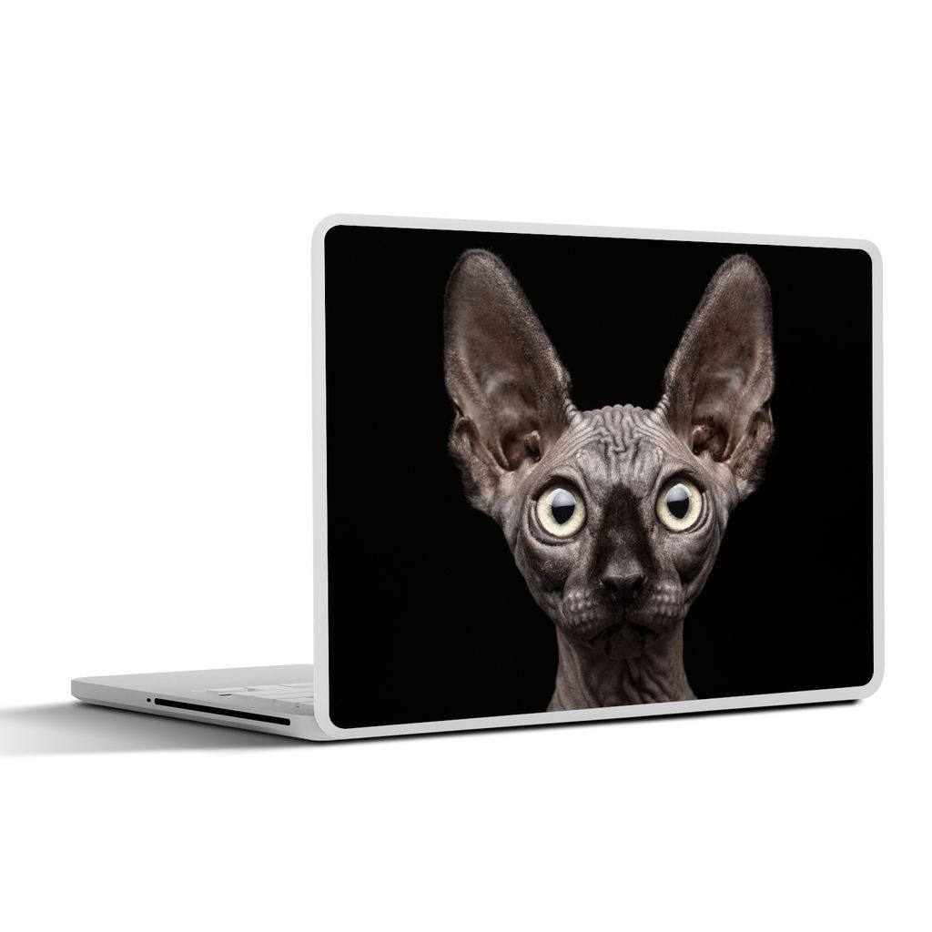 MuchoWow Laptop Aufkleber Sticker Cover Katze - Haustiere - Porträt - Schwarz 31x22.5 cm - Laptop-Deko
