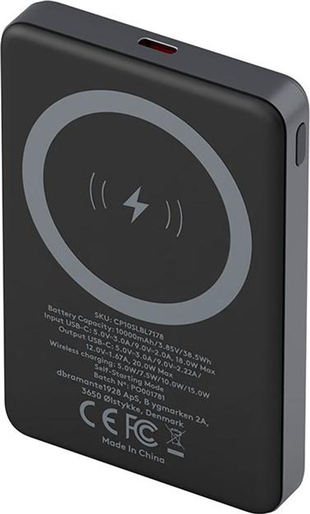 dbramante1928 CP10SLBL7178, 10000 mAh, Kabelloses Aufladen, 3,85 V, Grau