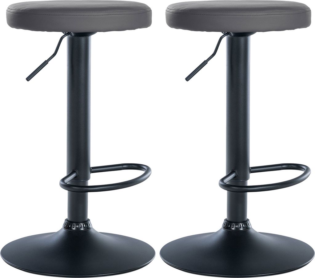 2er Set Barhocker HLO-CP290 Kunstleder schwarz grau