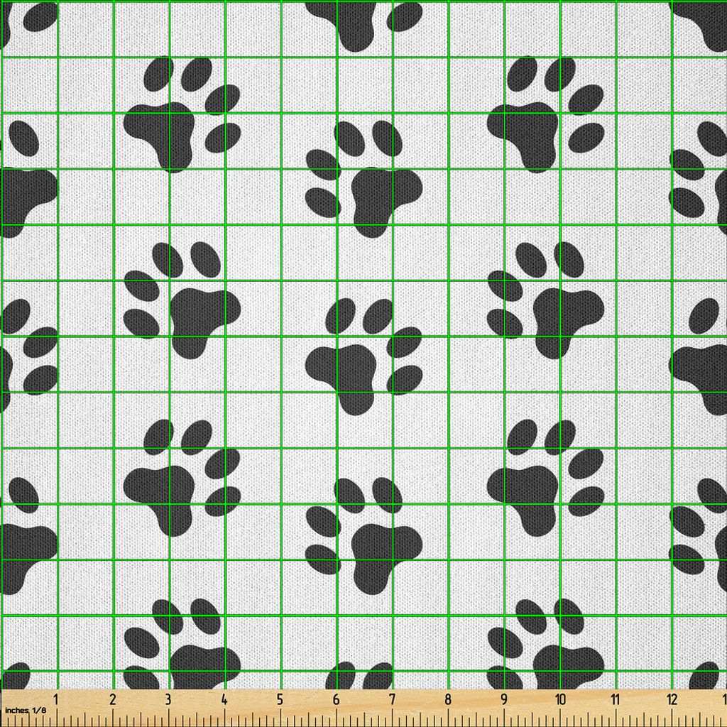 ABAKUHAUS Pfotenabdruck Microfaser Stoff als Meterware , Welpen-Kätzchen Hund und Katze Themed Repetitive Pet Foots Stains Konzept, 3 M (230 x 300...