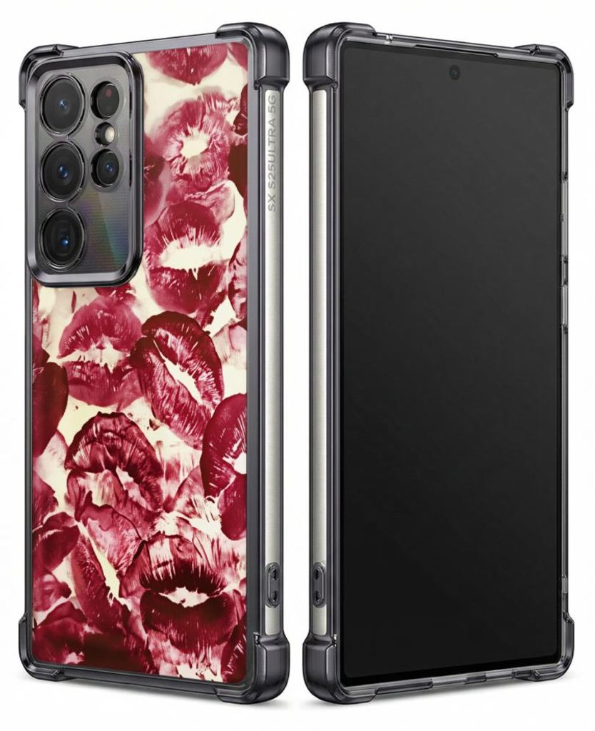 Personalisierte Hülle mit Bild für Samsung Galaxy S23+ Elektroplattiert TPU Stoßdämpfer Handyhülle mit Musterdruck mit roten Lippen