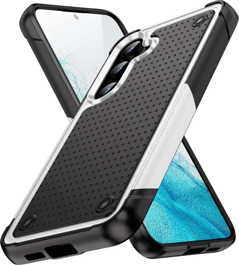 Custodia Samsung S24 Bianco Nero | Cover Ibrida Protettiva Antiurto