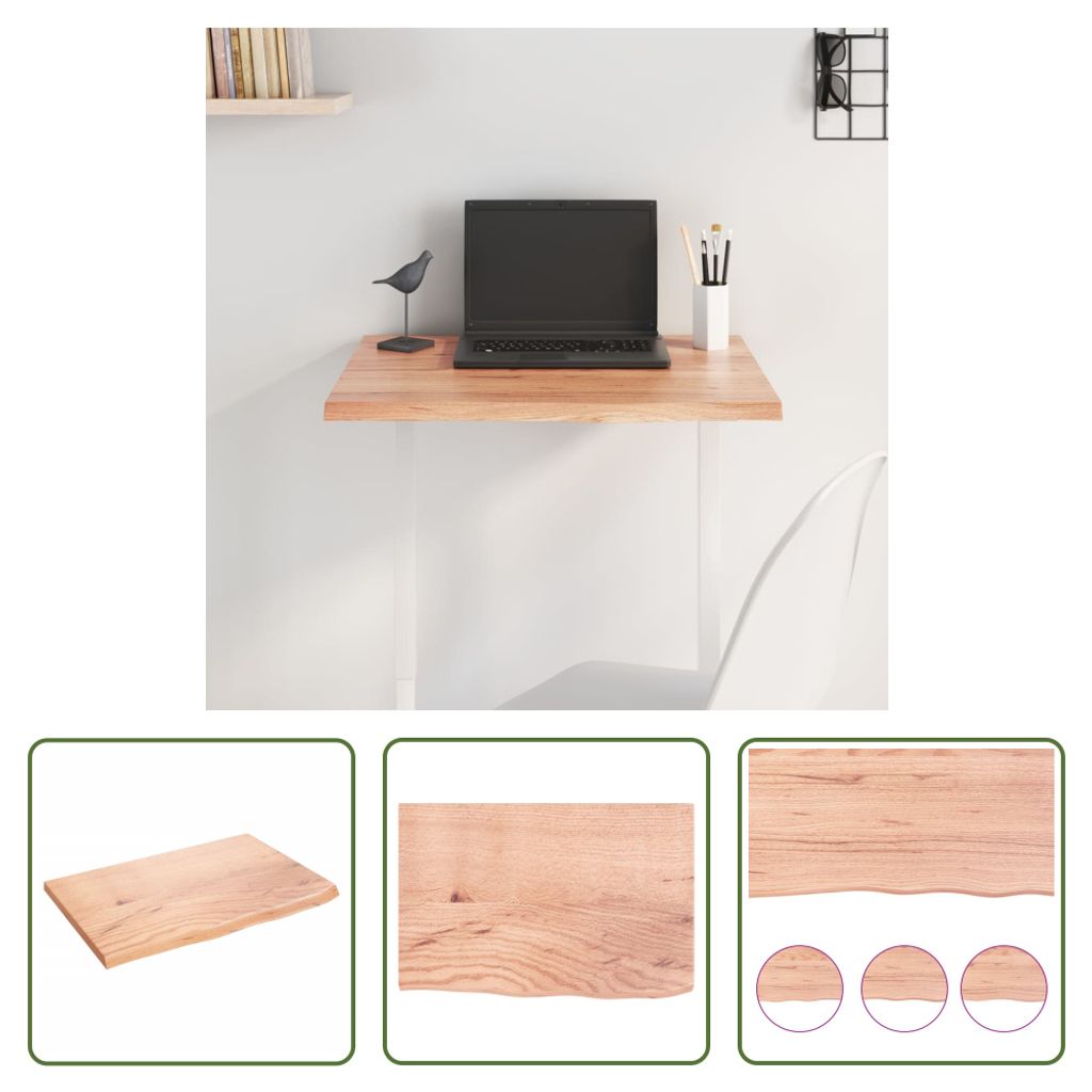 The Living Store Tischplatte Hellbraun 60x40x2 cm Massivholz Eiche Behandelt