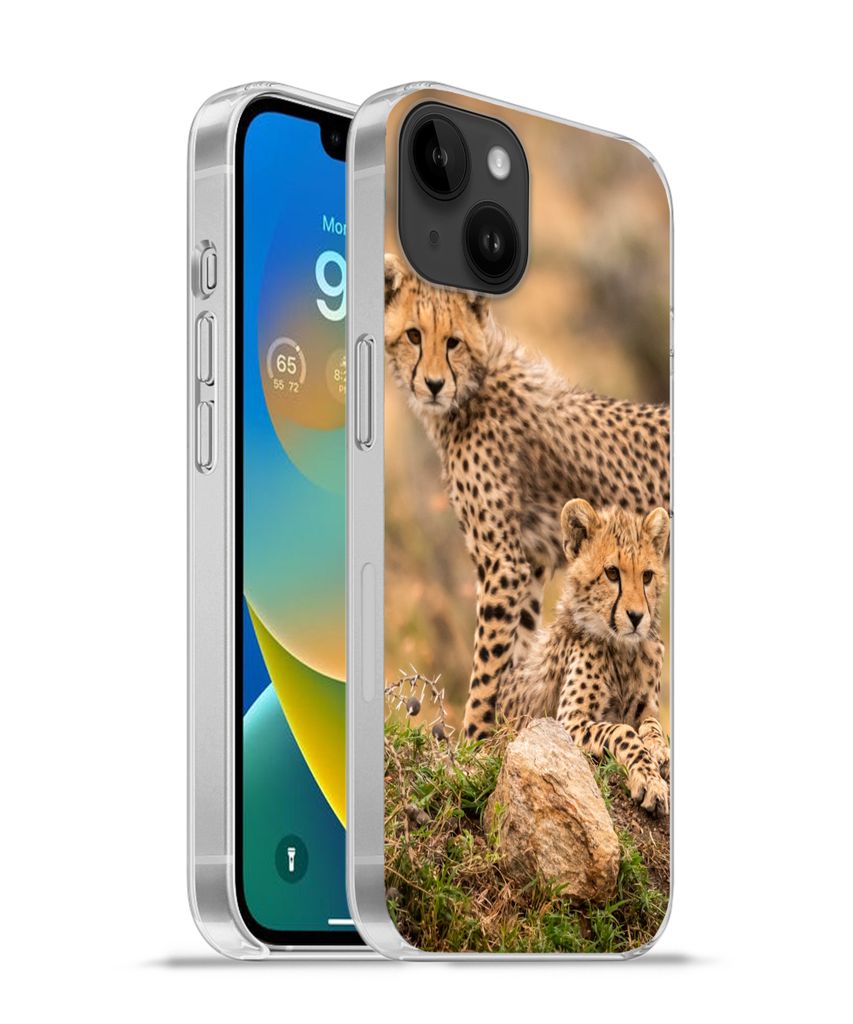 MuchoWow Handyhülle Schutzhülle Hülle für Apple iPhone 14 Plus - Soft case Leopard - Jungtier - Natur Silikon Softcase Handy Hülle - Abbildung
