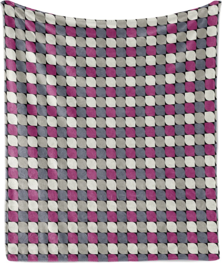 ABAKUHAUS Abstrakt Weich Flanell Fleece Decke, Vintage inspirierte Geometrische Formen in Quadrate Abstrakte Kunst Arithmetic Entwurf, 175 x 230 cm...