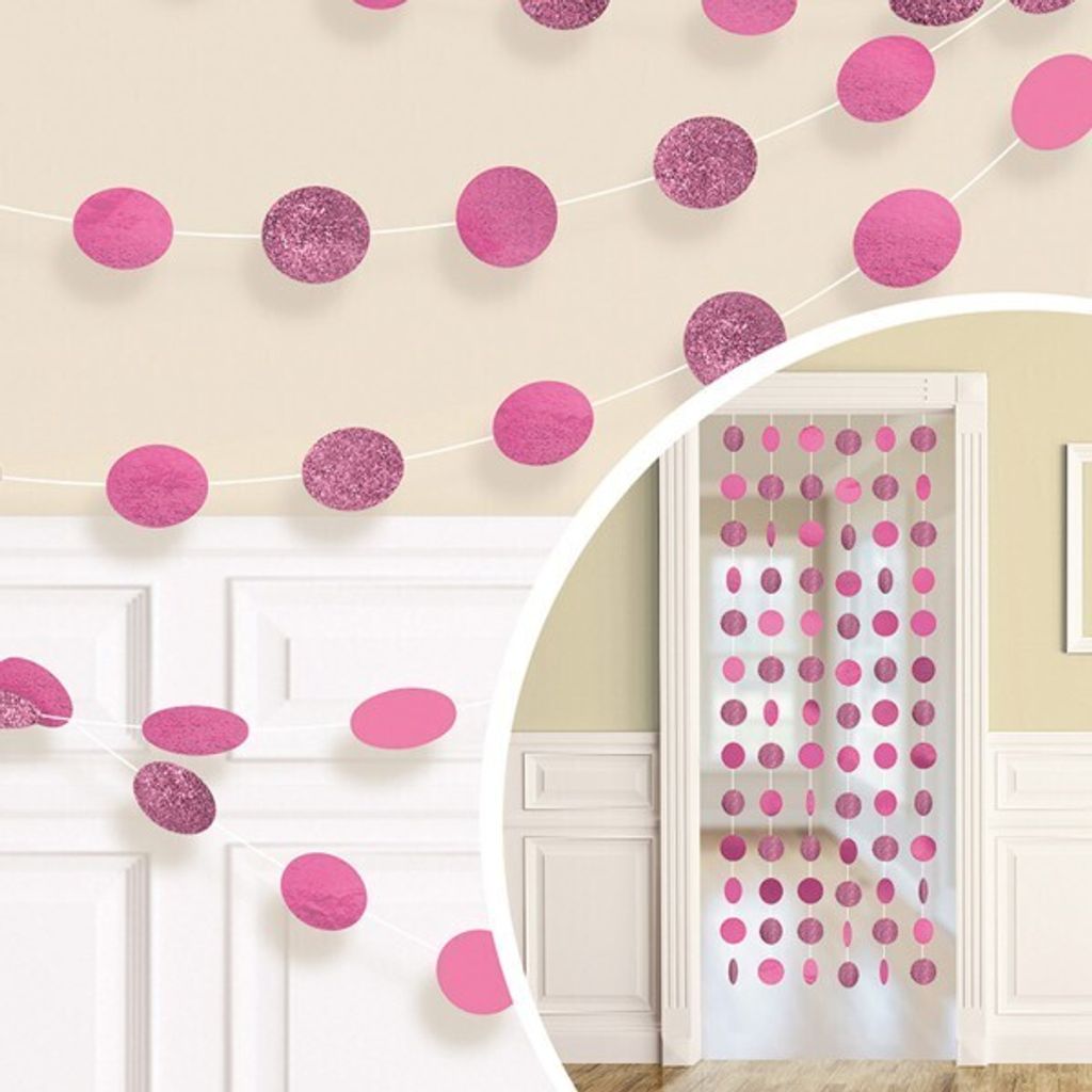 amscan Dekohänger Glitzer pink 213cm 6 Stück