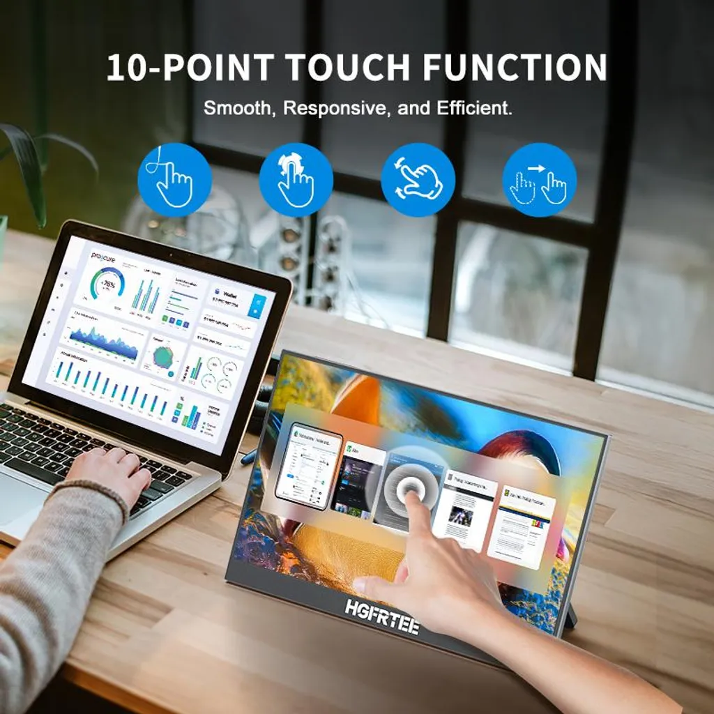 Moniteur portable tactile B141, Écran interactif à large compatibilité - 5