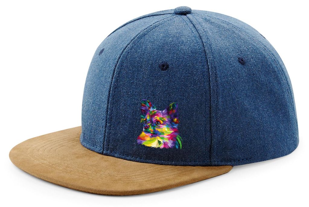 Huuraa Cappy Mütze Chihuahua Colorful Denim Baumwolle und Polyester Snapback Kappe Geschenkidee