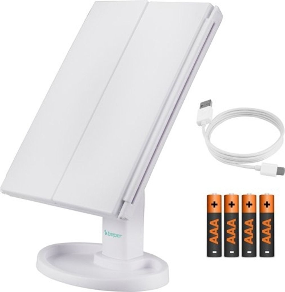 BEPER P302VIS050 Illuminated Makeup Mirror with 1x/2x/5x Magnification - Perfect for Makeup Station