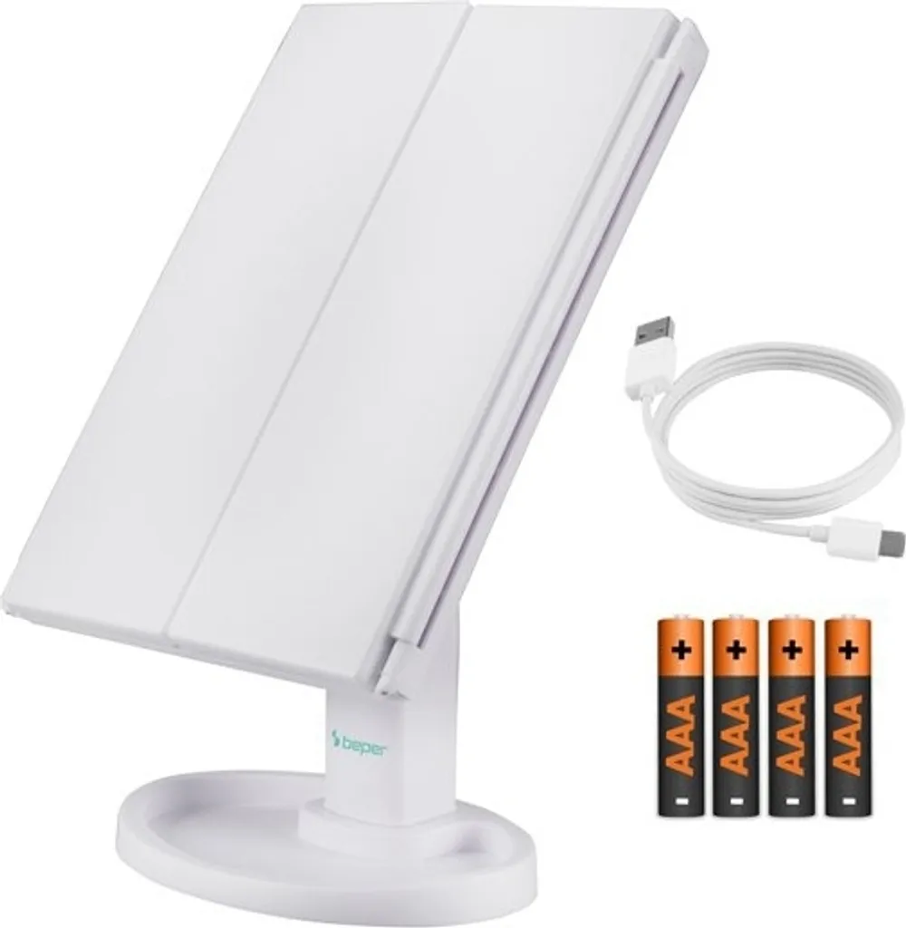 Miroir cosmétique LED BEPER P302VIS050 à trois volets et zoom x5 haute netteté
