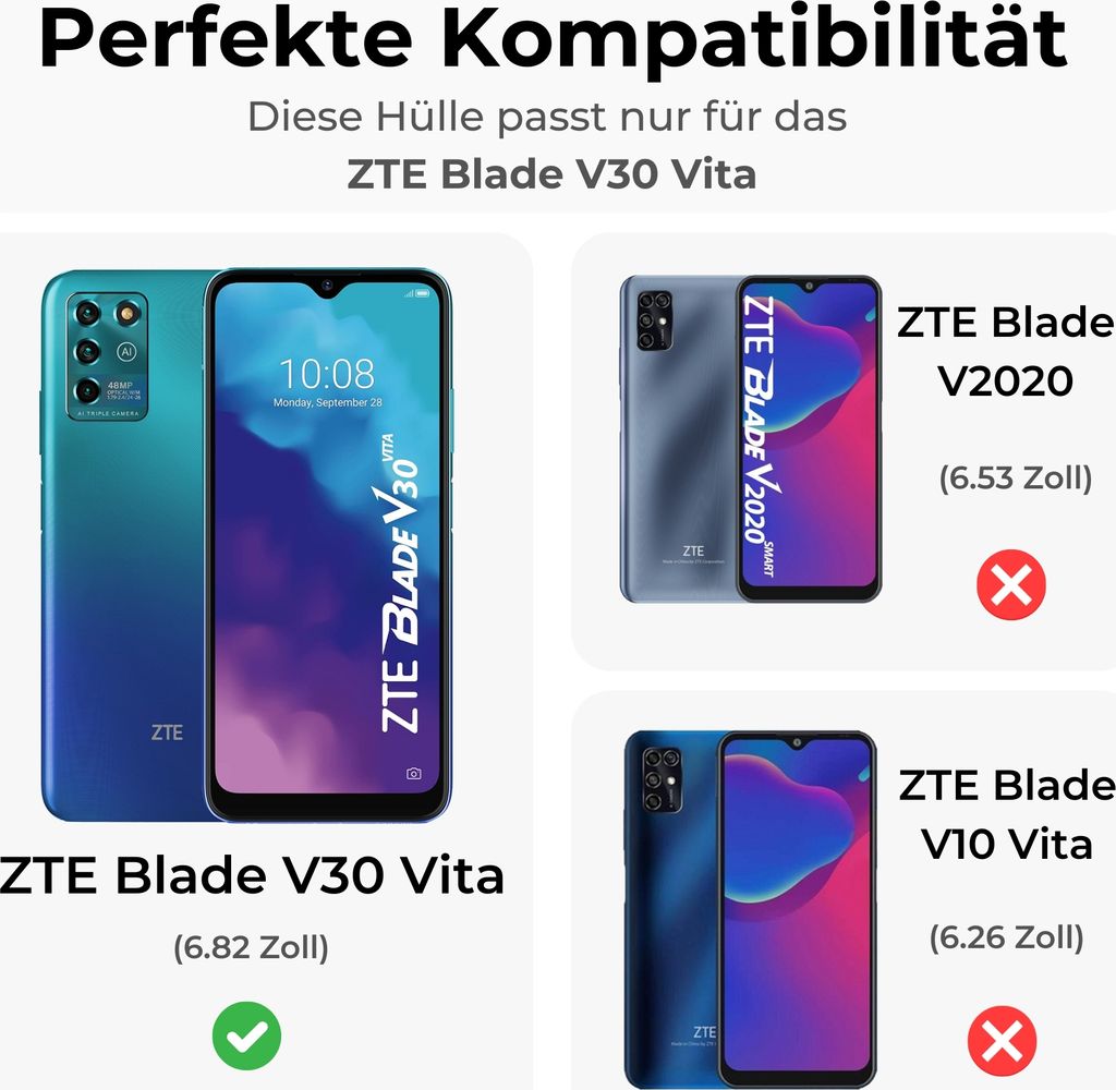 Outdoor Panzer Hülle für ZTE Handyhülle mit Slide Kameraschutz Ringhalter Bumper Blade V30 Vita Rot