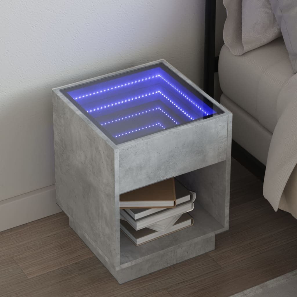 Maison Exclusive - Nachttisch mit Infinity-LED Betongrau 40x40x50 cm