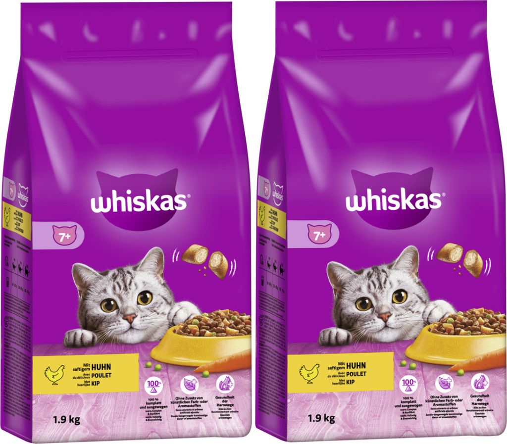 WHISKAS Beutel Trocken Senior mit Huhn 2 x 1,9kg