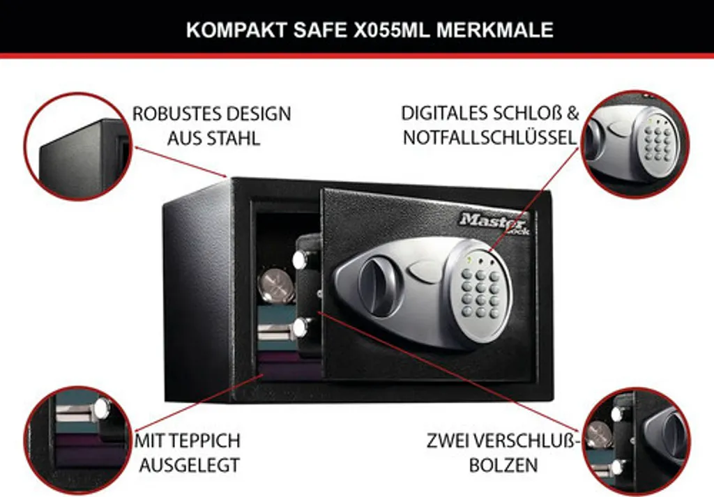 Coffre-fort numérique en acier Master Lock X055ML avec code ajustable - 8