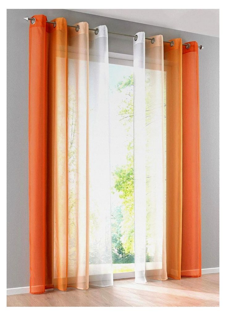 2er Set Gardinen Vertikal Farbverlauf Druck Transparent »Modena« mit Ösen und Raffhaltern, Vorhang, Dekoschal HxB 145x140 cm Orangetöne