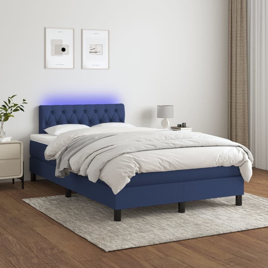 Maison Exclusive - Boxspringbett mit Matratze & LED Blau 120x200 cm Stoff