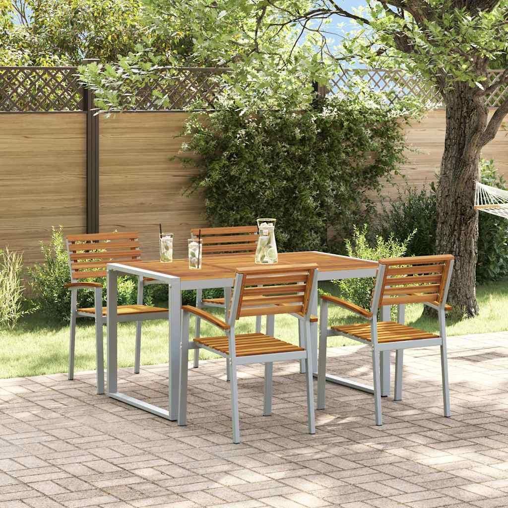 Maison Exclusive - Garten Essgruppe 5 pcs Grau Massivholz Akazie