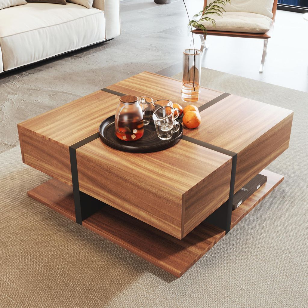 OKWISH Table Basse - Design Moderne avec 4 Tiroirs et Image du produit 