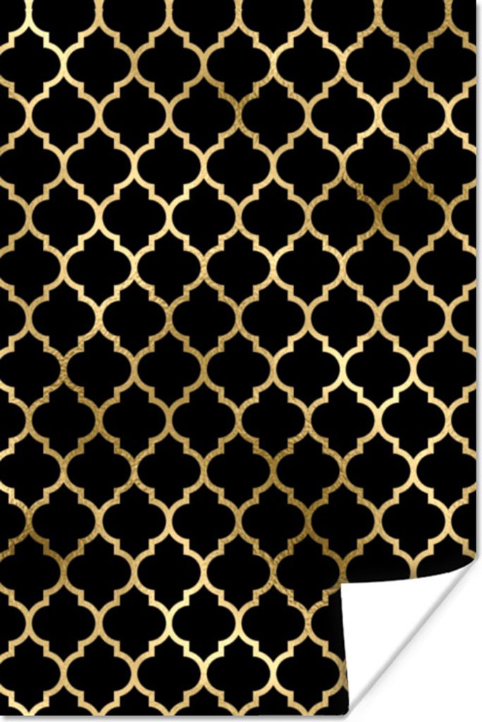 MuchoWow Poster Muster - Gold - Schwarz 20x30 cm - Papierdruck