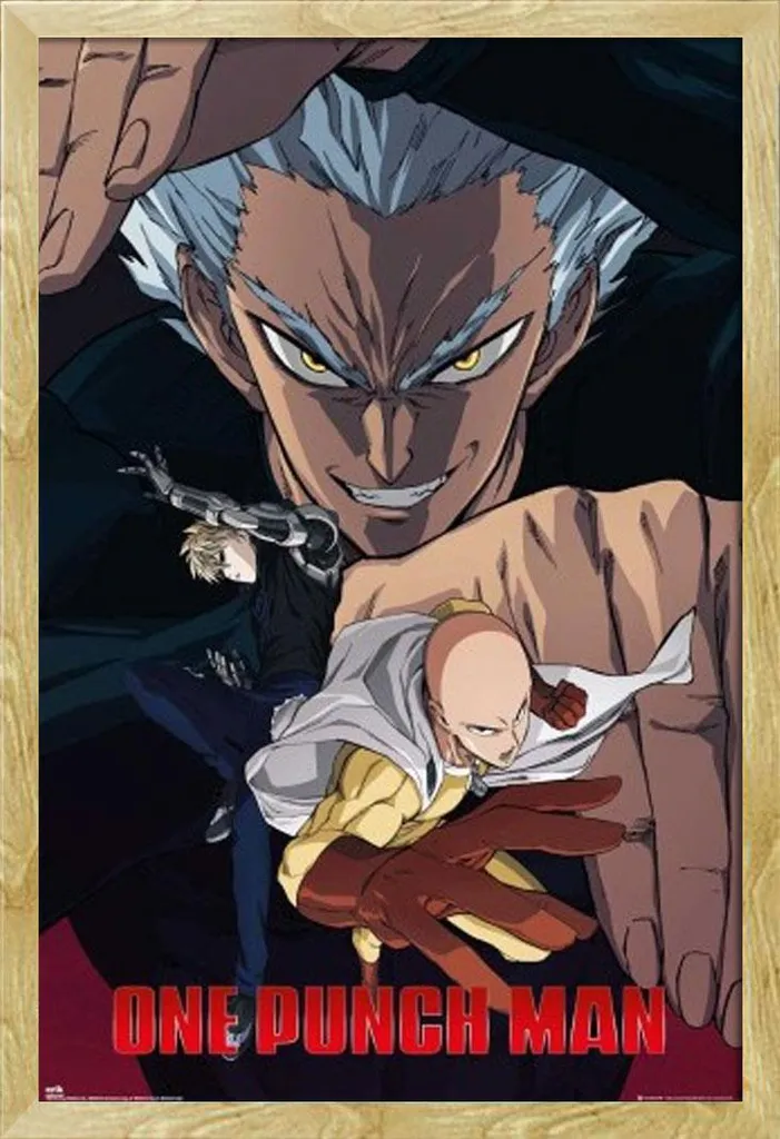 Poster Garou One Punch Man + Cornice Shinsuke MDF Faggio 61x91