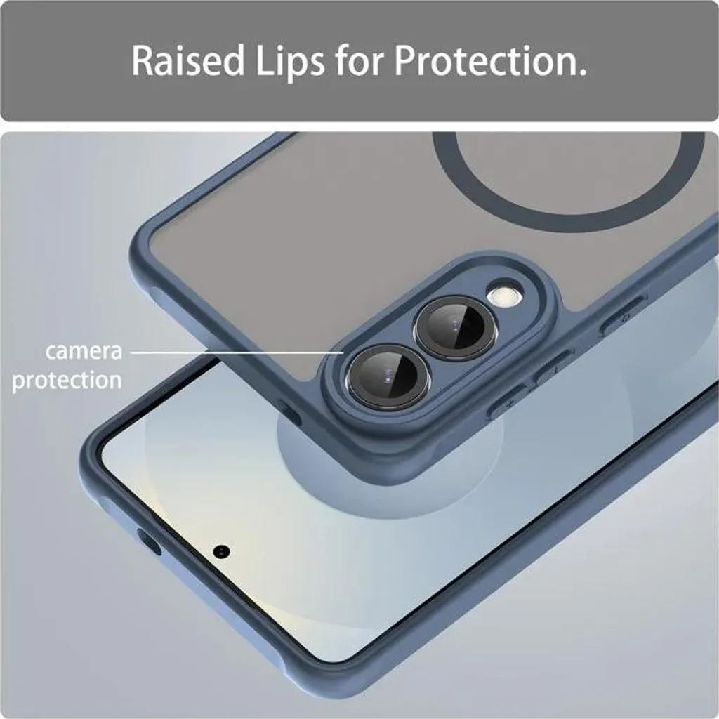 Custodia MagSafe per Samsung Galaxy S25 Edge - Cover posteriore Phonesta AirFrost Semi-Trasparente - Blu opaco - 5