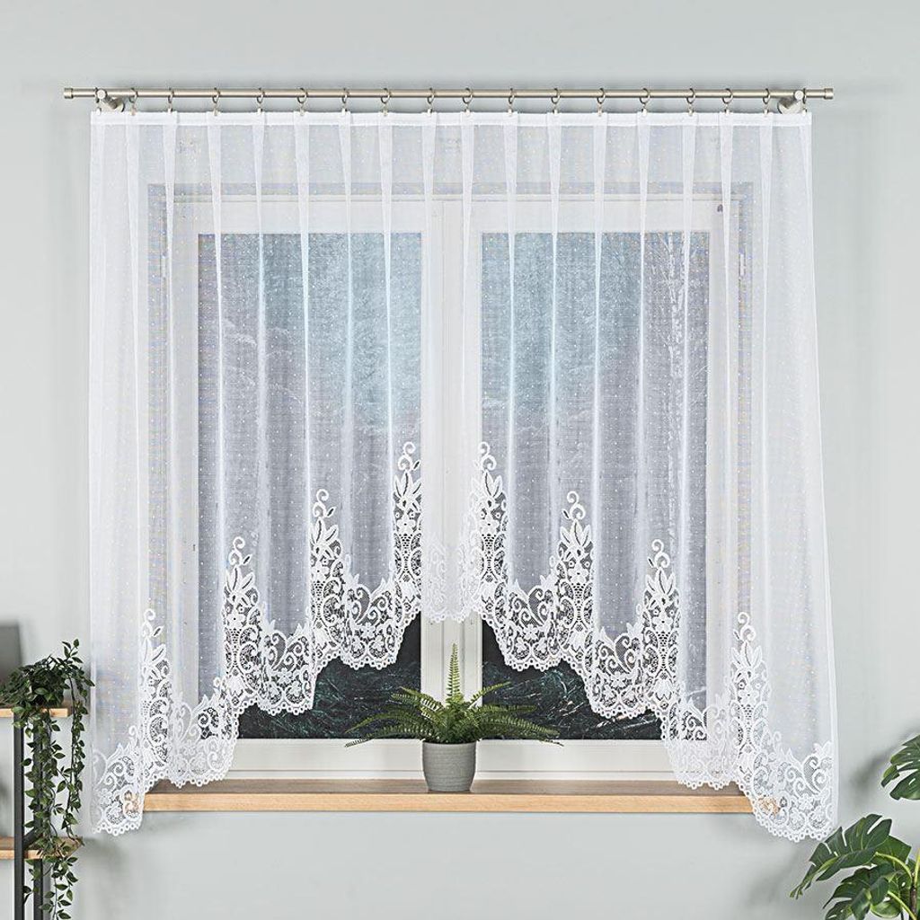 BERENIKA – Fertiger Jacquard-Vorhang mit Schlitz am Saum – 330 x 170 cm – weiß