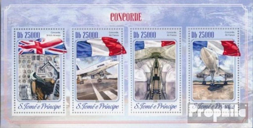 Briefmarken Sao Tome e Principe 2014 Mi 5925-5928 Kleinbogen (kompl. Ausgabe) postfrisch Concorde