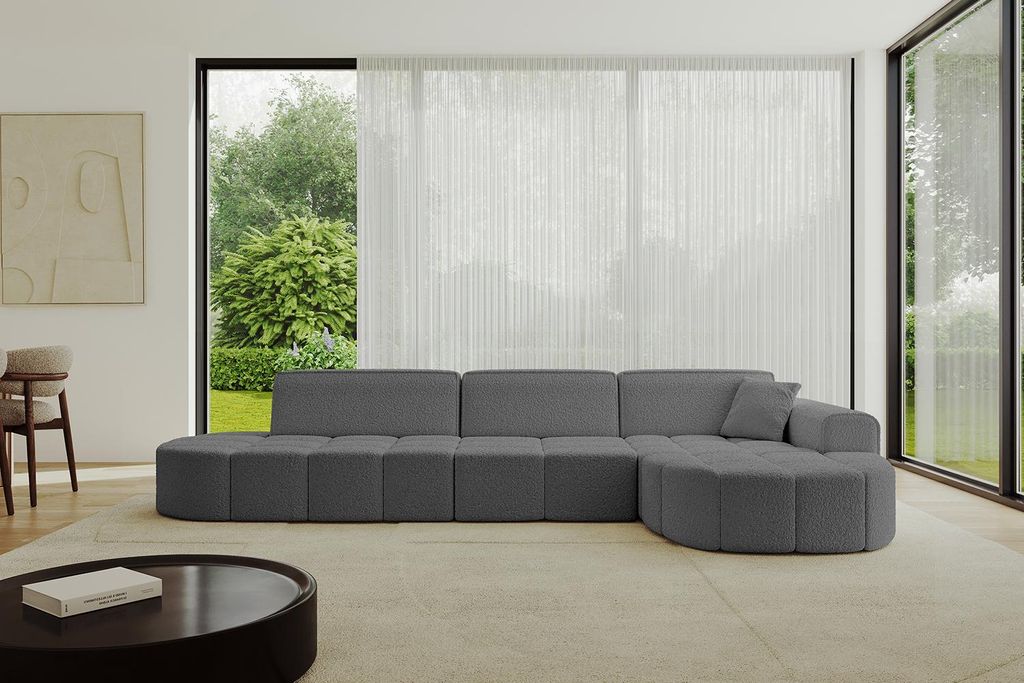 ALTDECOR Ecksofa in L-Form Livo-L2 - 337x173x79,5 Grau - Corner Sofa Bett Eckcouch Couch Wohnlandschaft Cauchsofa
