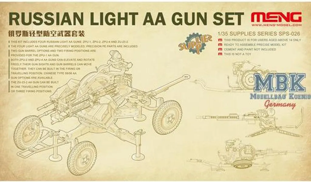 Canons Antiaériens Russes MENG SPS026 pour Améliorer vos Maquettes