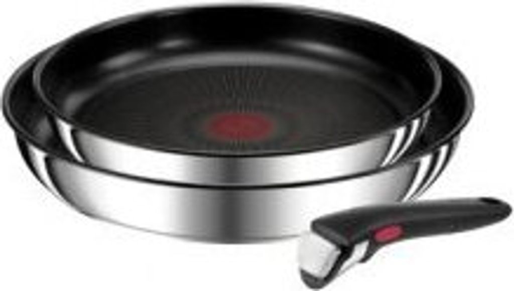 Tefal Ingenio Preference 3-teiliges Pfannen-Set L97390, Frittierset, Edelstahl, Edelstahl, Titan, Schwarz, Thermo-Punkt