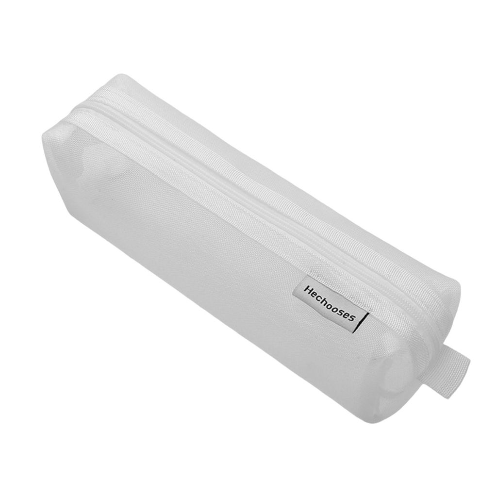 Mesh Pencil Case tragbare dauerhafte Kapazität mit hoher Kapazität Starker Reißverschlusswaschableer Schreinstiftspeicher für Bürovorräte-Weiß