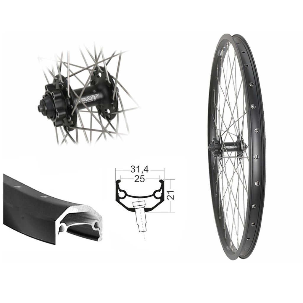 27,5 Zoll Vorderrad Disc Shimano XT Andra 40 Schwerlast bis 180 kg M756 schwarz