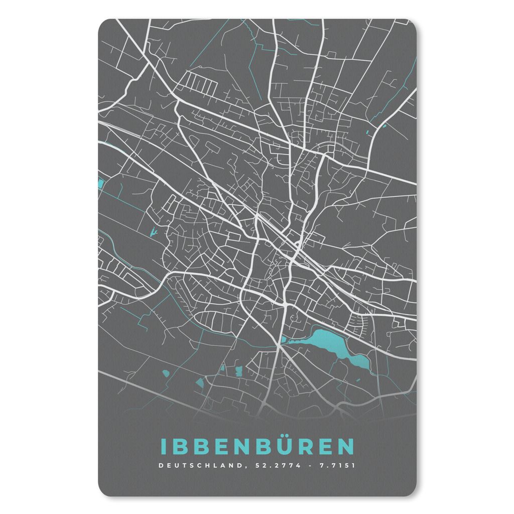 MuchoWow Mauspad Mousepad Ibbenbüren - Stadtplan - Blau - Karte - Deutschland 18x27 cm - Mousepads - Maus Mat - Pad - Mausunterlage