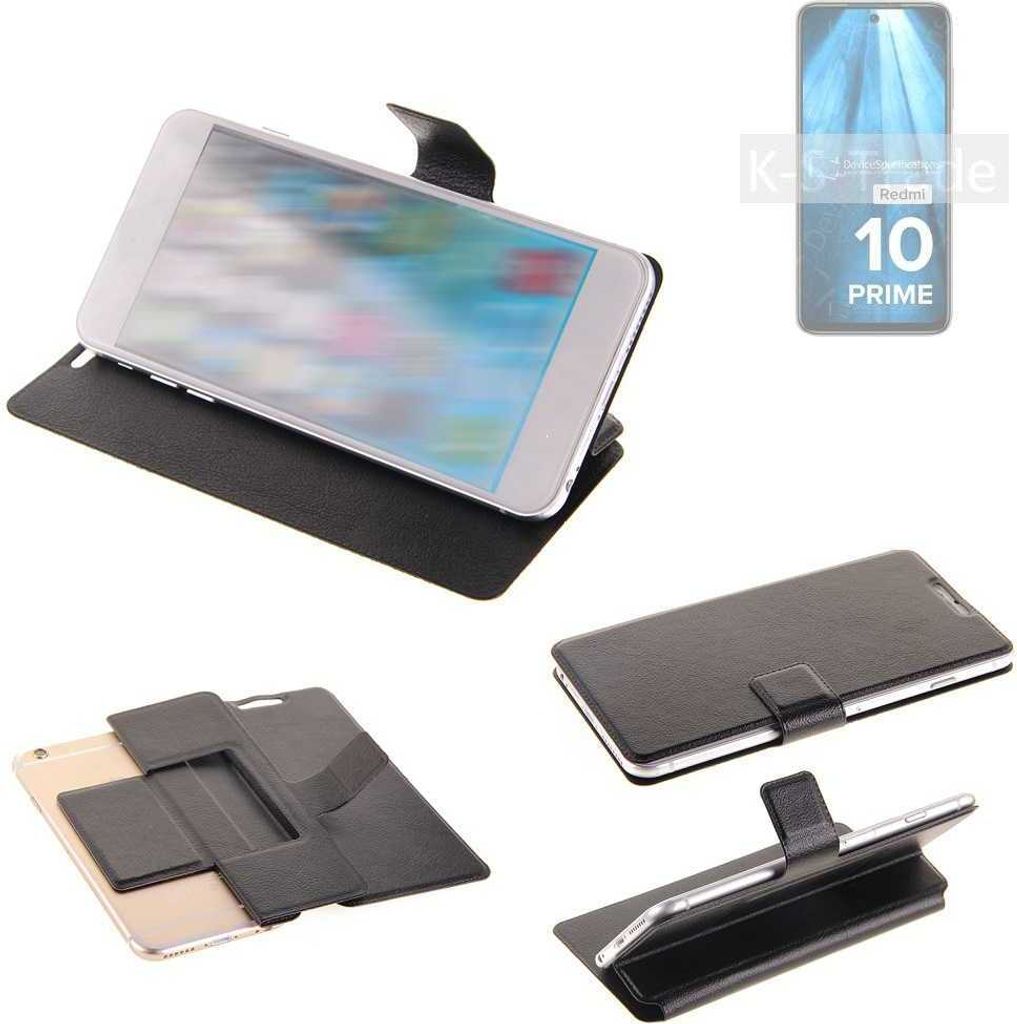 K-S-Trade Schutzhülle kompatibel mit Xiaomi Redmi 10 Prime 2022 Schutzhülle Flip Cover Klapphülle Wallet Case Slim Handyhülle bookstyle schwarz