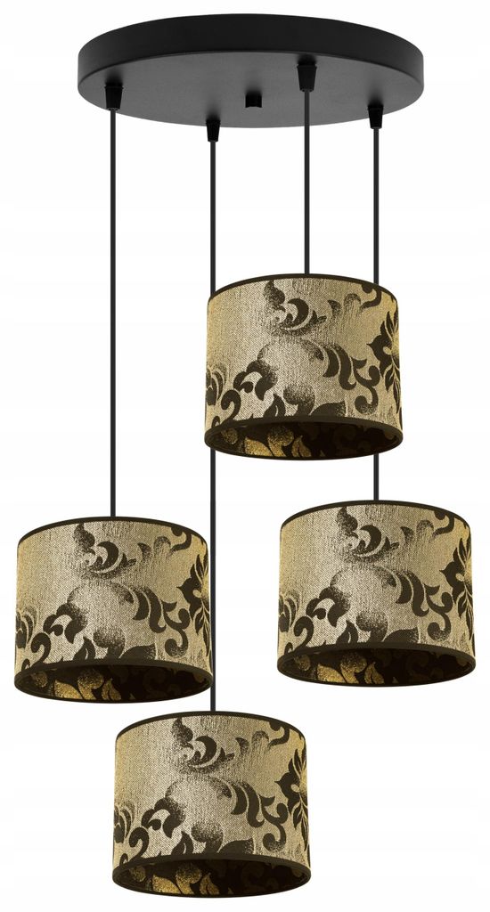 Kronleuchter Pendelleuchte mit goldenem Muster – Moderne Hängelampe mit Lampenschirm, Deckenlampe für Wohnzimmer und Esszimmer