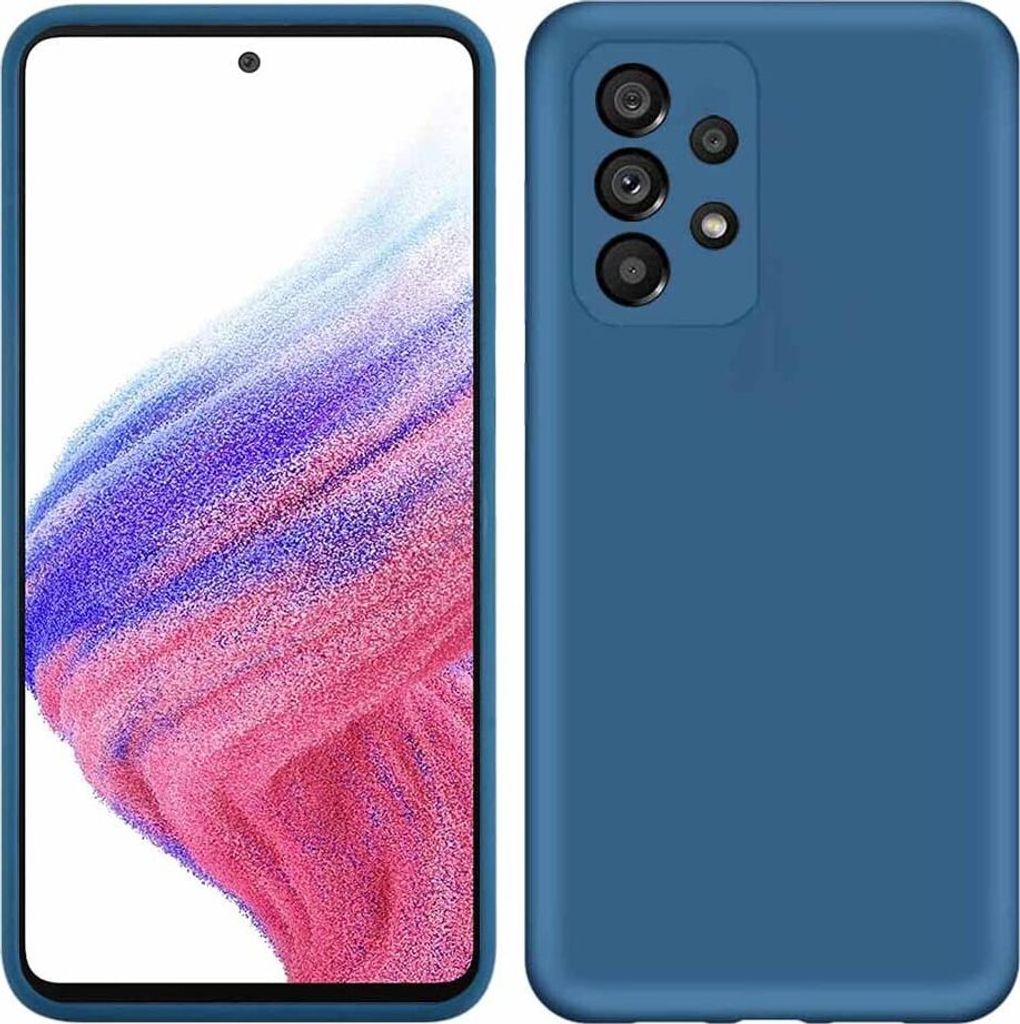 Galaxy A53 5G Hülle, Flüssig Silikon Weich Gummi Schutzhülle für Samsung Galaxy A53 5G Blau