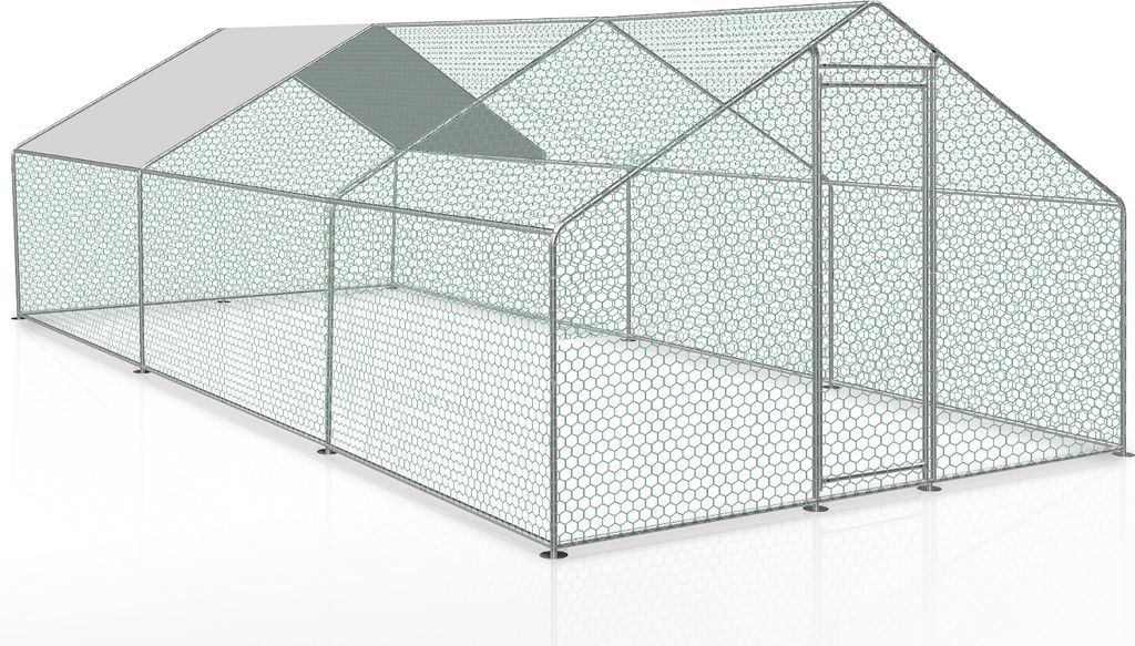 SWANEW 3x6x2m Hühnerstall Hühnerhaus verzinktem Hasenkäfig Geflügelstall Käfig Dach
