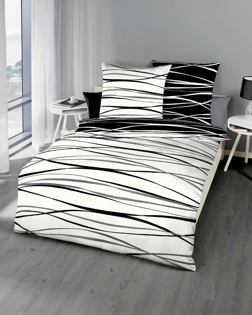 Kaeppel Wendebettwäsche schwarz-weiß 1x 135x200 cm + 1x 80x80 cm
