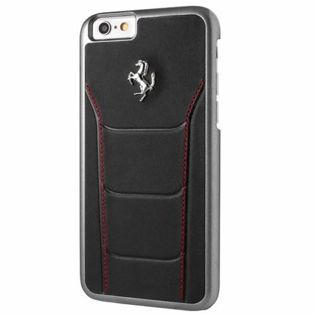 Ferrari Custodia Rigida iPhone 6/6S 488 - Cover Pelle Nero/Rosso