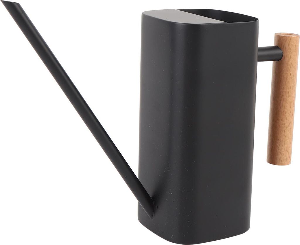 Edelstahl Gießkanne mit langen Auslauf Holzgriff für Indoor Haus Pflanzen Bonsai Outdoor Garten Blume Dekorative Quadrat Schwarz 800ML