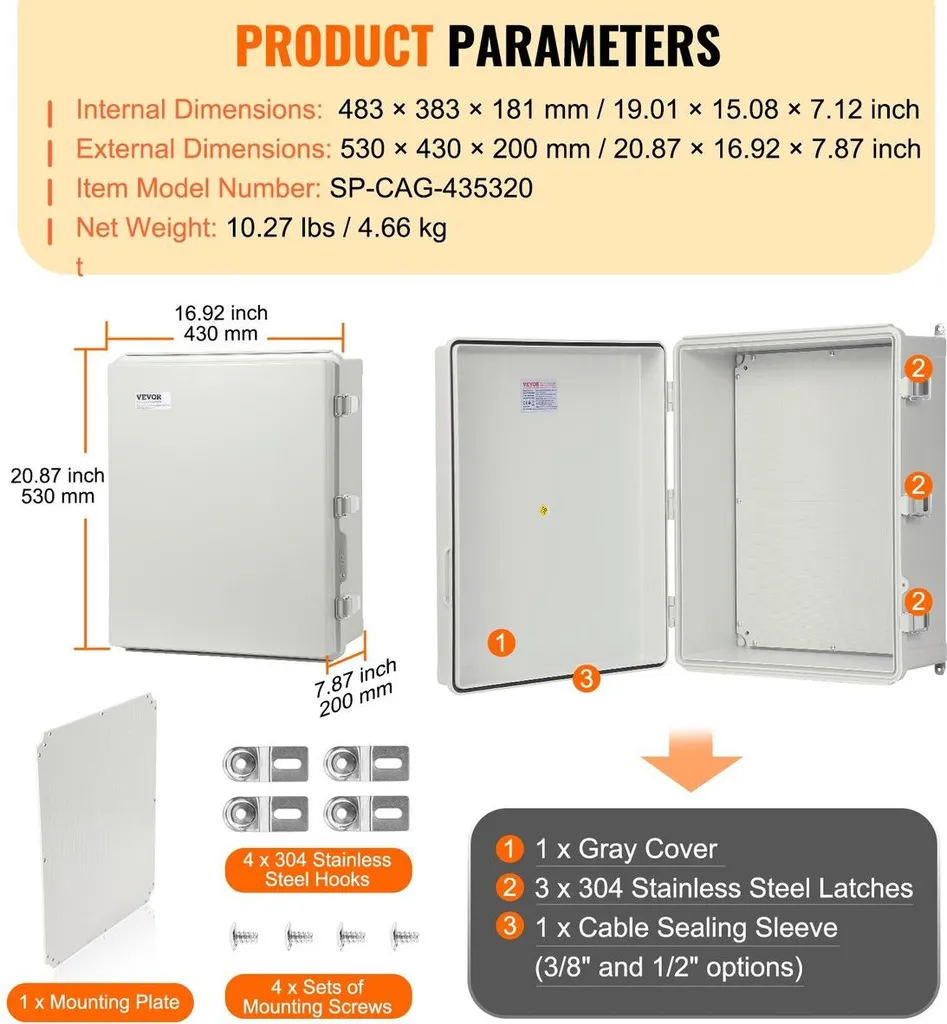 Scatola Derivazione Esterna Grande 530x430 - IP67 ABS per DIY - 7