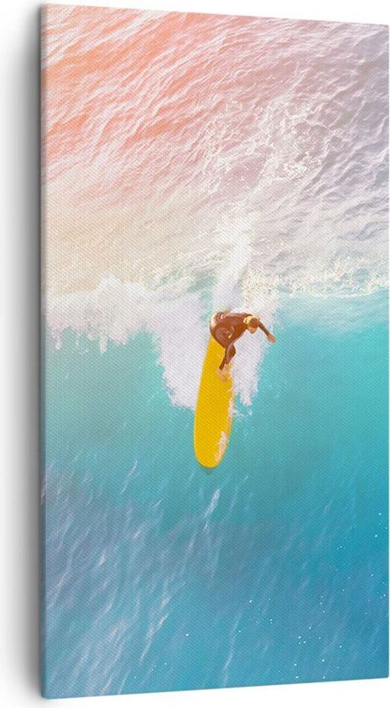 Bild auf Leinwand - Leinwandbild - Einteilig - Surfen Welle Licht - 45x80cm - Wand Bild - Wanddeko - Wandbilder - Leinwanddruck - Bilder - Wanddeko...