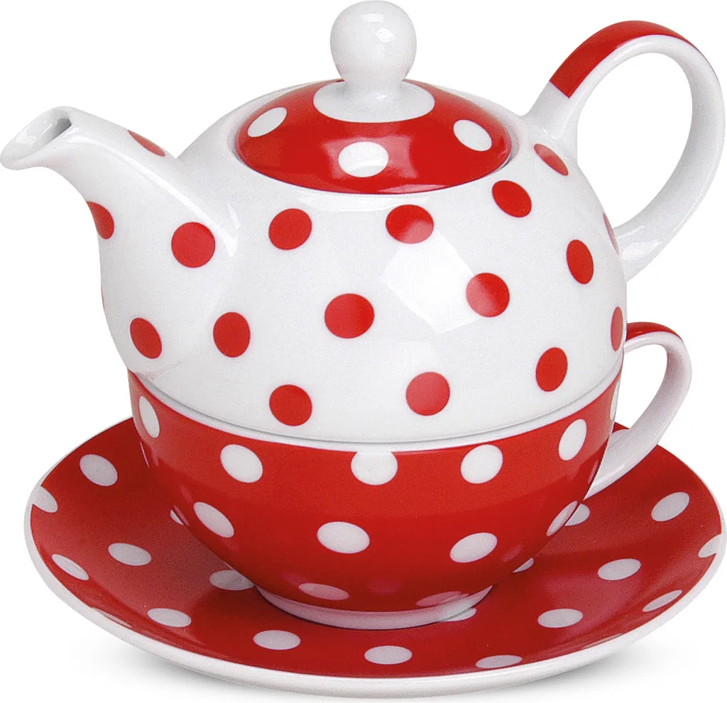 Servizio da Tè Vintage Pois Rossi | Teiera Artigianale e Tazze