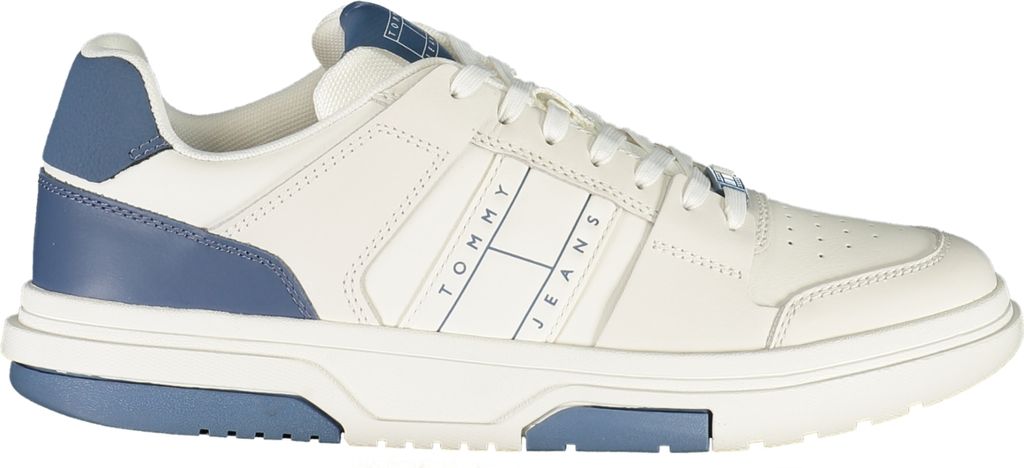 Eleganter Herren-Sportschuh in Weiß mit blauen Akzenten und Logo, Größe: 40 Farbe: Bianco